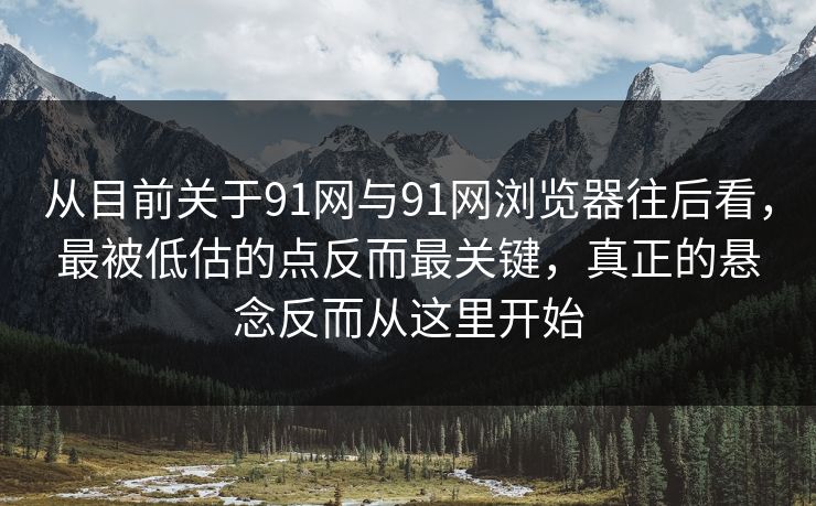 从目前关于91网与91网浏览器往后看，最被低估的点反而最关键，真正的悬念反而从这里开始