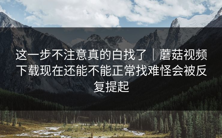 这一步不注意真的白找了｜蘑菇视频下载现在还能不能正常找难怪会被反复提起