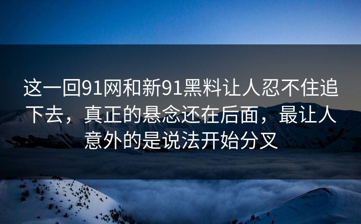 这一回91网和新91黑料让人忍不住追下去，真正的悬念还在后面，最让人意外的是说法开始分叉