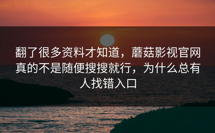 翻了很多资料才知道，蘑菇影视官网真的不是随便搜搜就行，为什么总有人找错入口