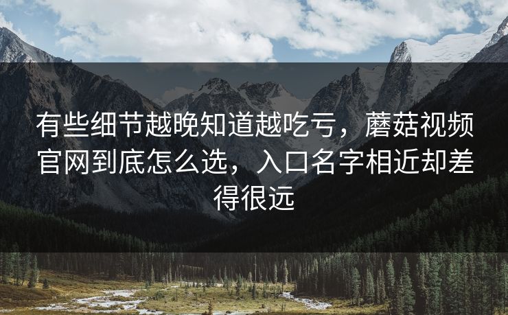 有些细节越晚知道越吃亏，蘑菇视频官网到底怎么选，入口名字相近却差得很远